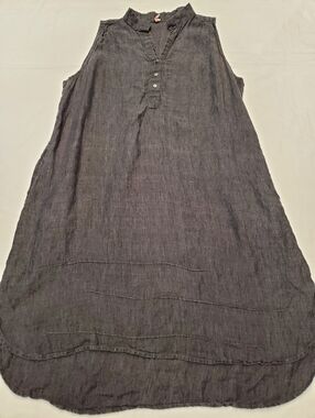 South Street Linen Sleeveless Tunic Dress Faded Black Minimalist Coastal Luxe 3